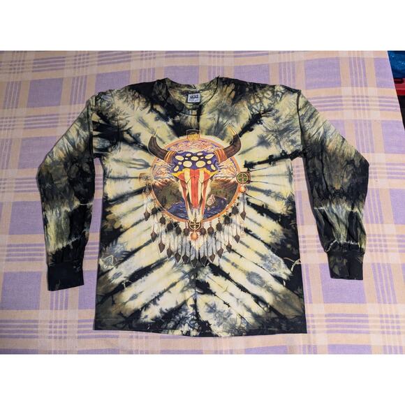 Vintage Mikio Aztec Grateful Dead Long Sleeve Bull Skull 90s T Shirt Large 1990